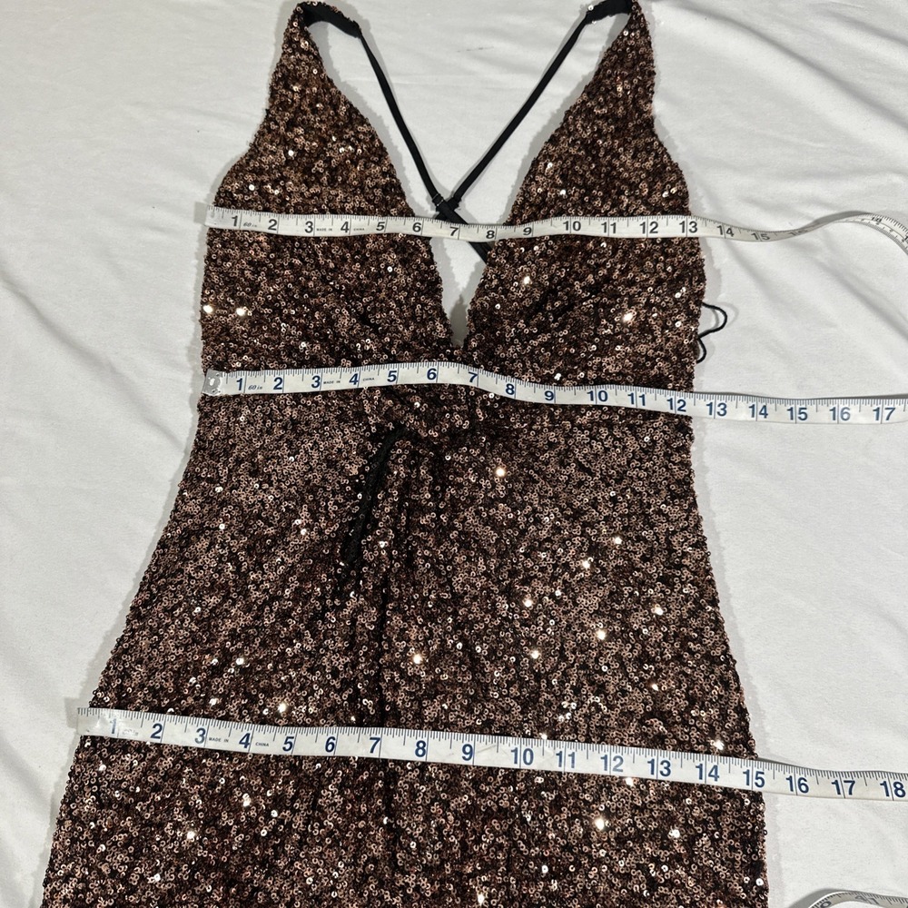 ASTR Bronze Sequin Twist-Front Mini Dress - Picture 4 of 14